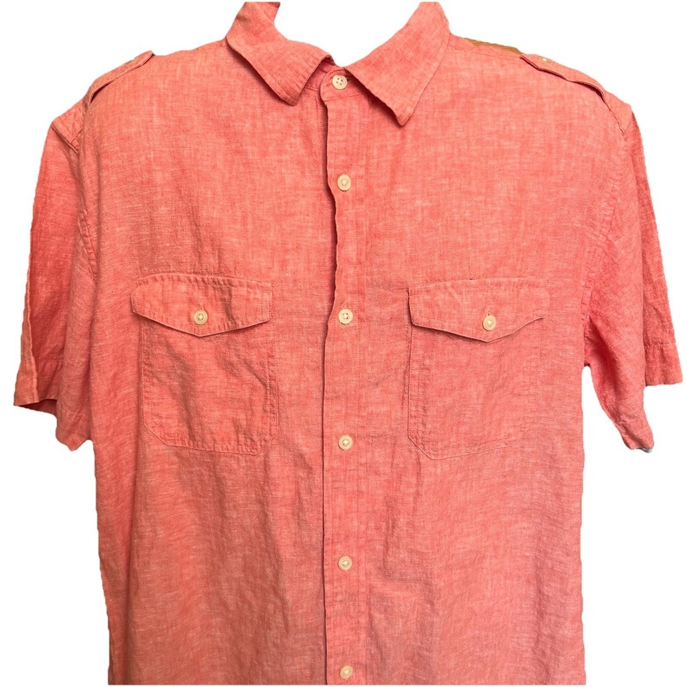 Banana Republic Shirt Mens XL Coral Linen blend button up Beach Casual Summer